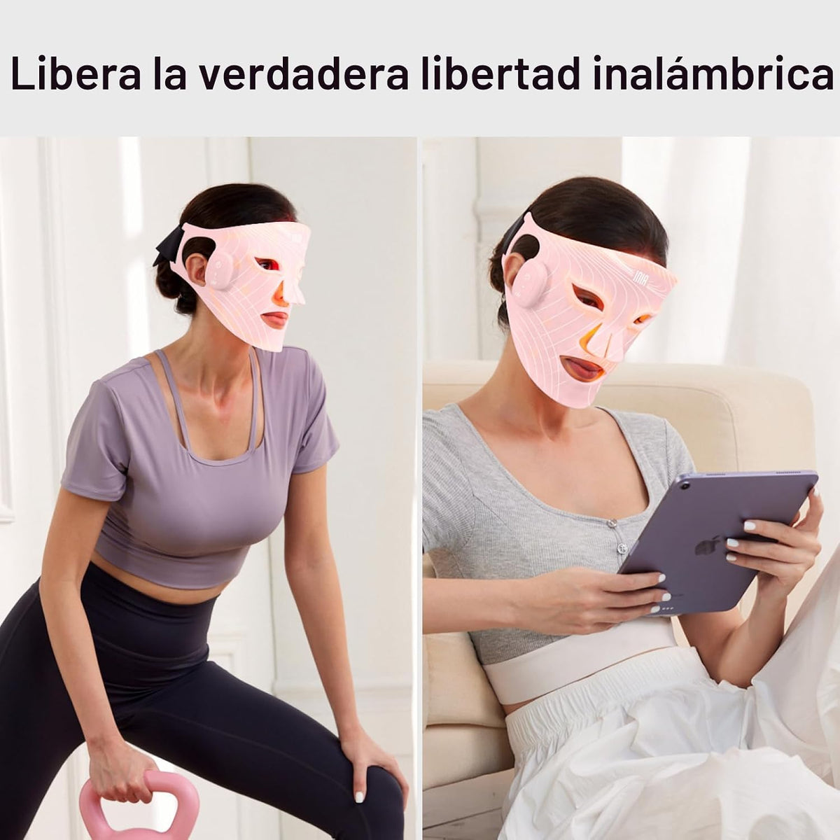 INIA Máscara inalámbrica de terapia de luz roja GLOW para cara, 850...