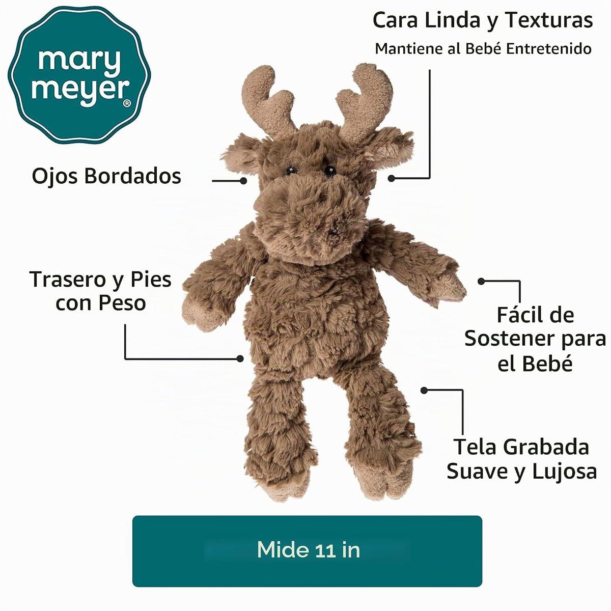 Mary Meyer Putty Nursery Peluche Juguete Suave, 11 Pulgadas, Alce