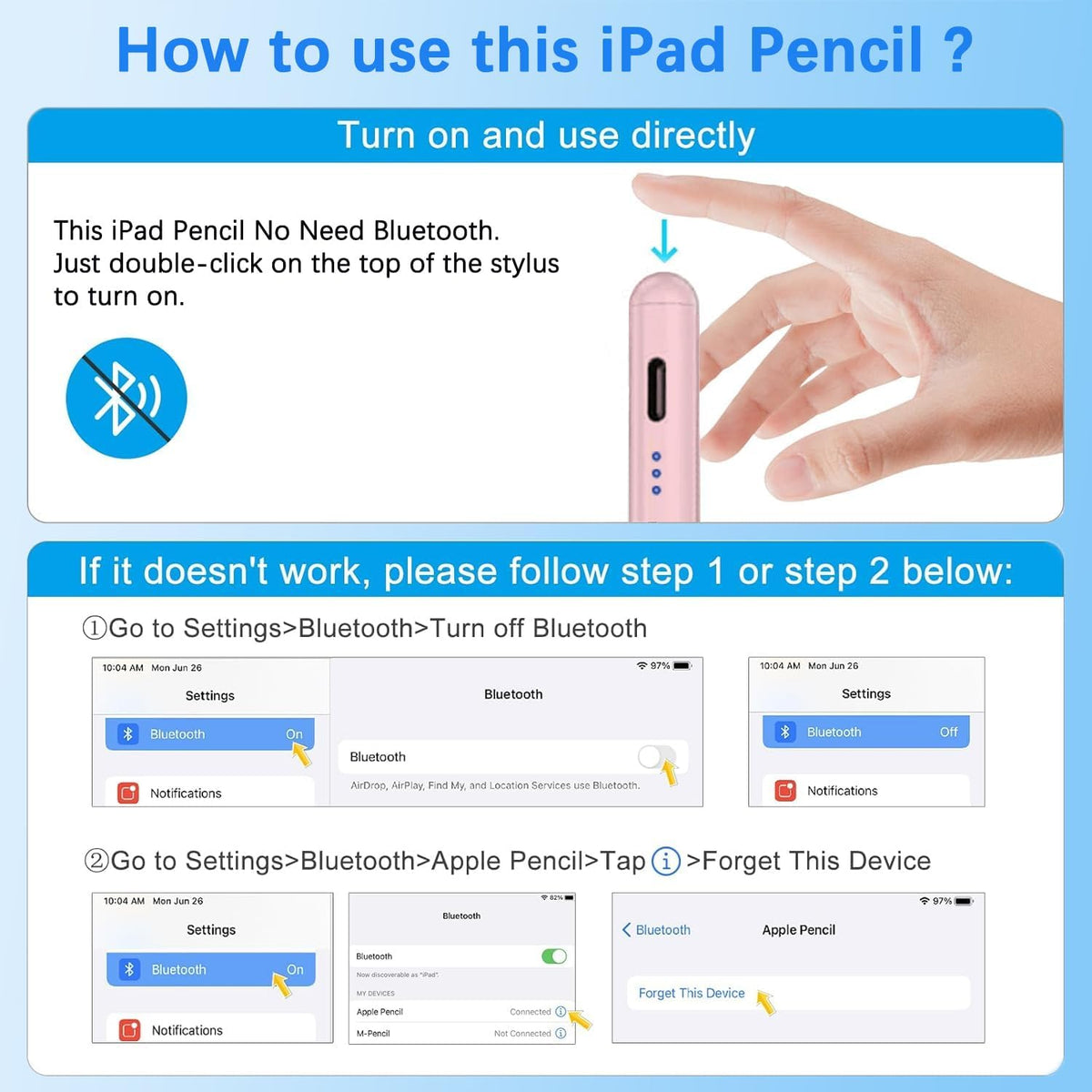 Lápiz óptico para Apple iPad A16\/11th 2026-2018 iPad Pencil A16\/1...