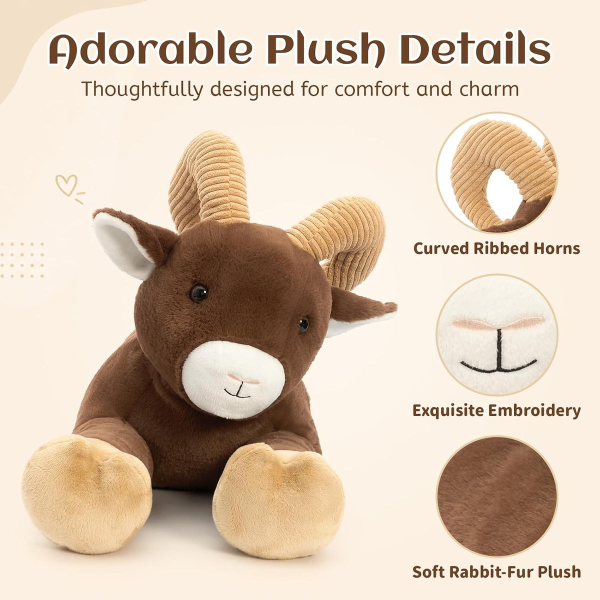 Tezituor Peluche de oveja de 43.3 pulgadas, almohada gigante de pel...