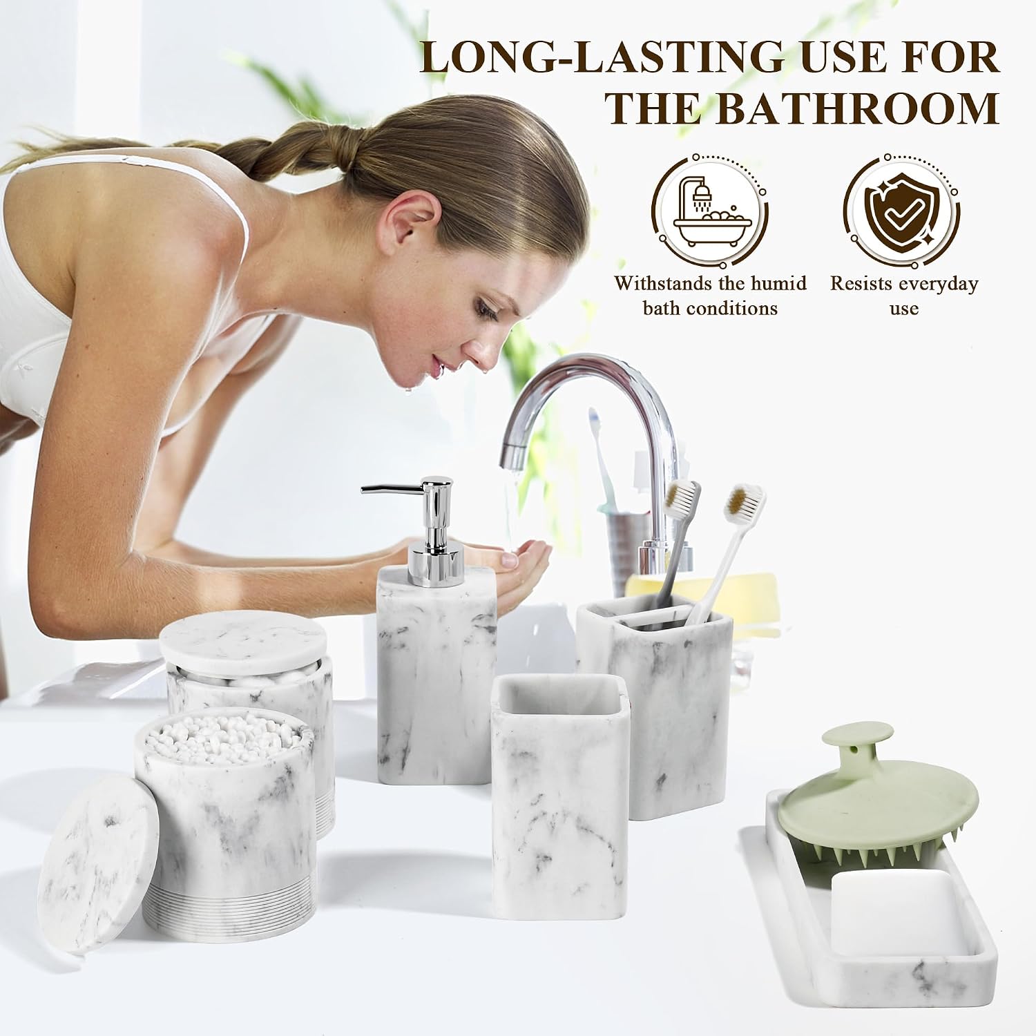 YMXYJM Juego de accesorios de baño, juego de dispensador de jabón d...