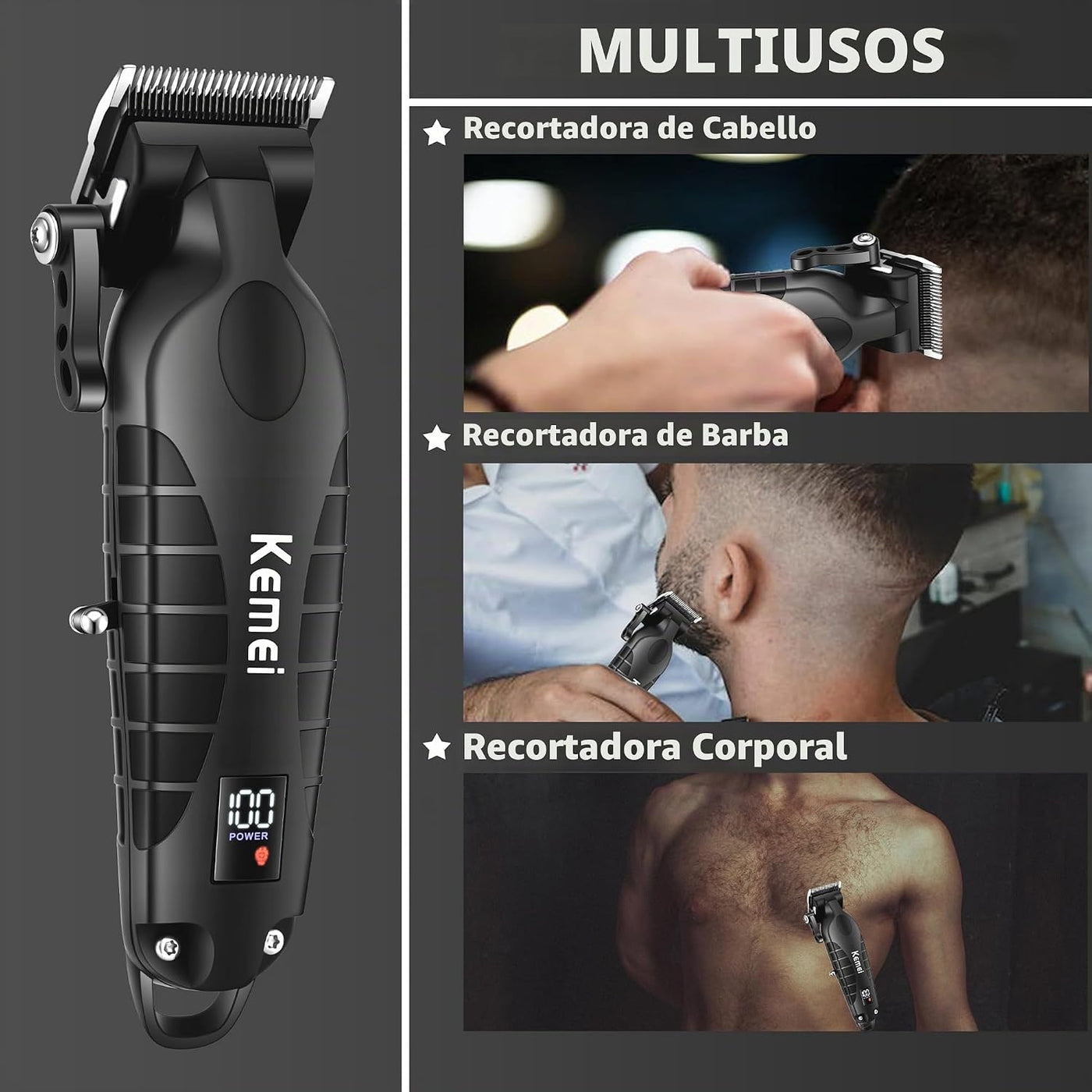 KEMEI 2290 - Cortapelos profesionales para hombres, kits de corte d...