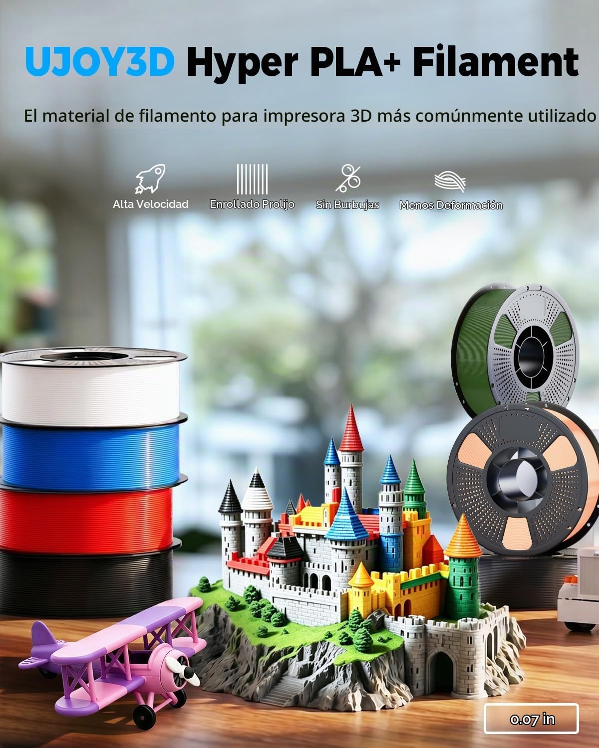 UJOY3D Paquete de filamentos Hyper PLA+ de 8.8 lbs para impresora 3...