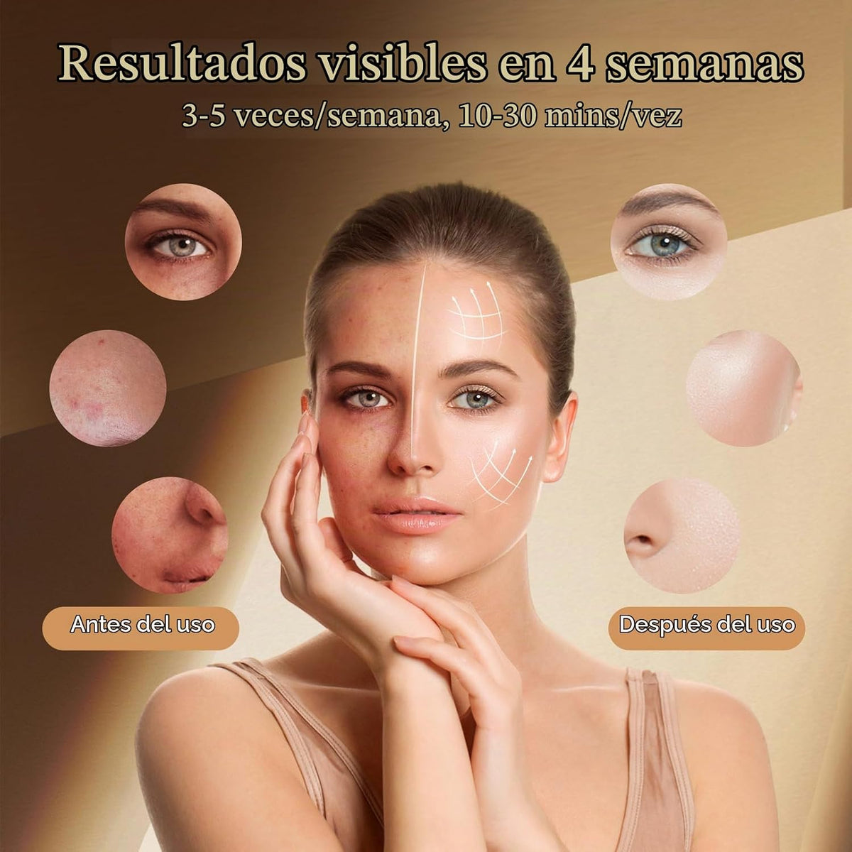 biuufish Terapia de luz roja para la cara, máscara facial LED de 8...