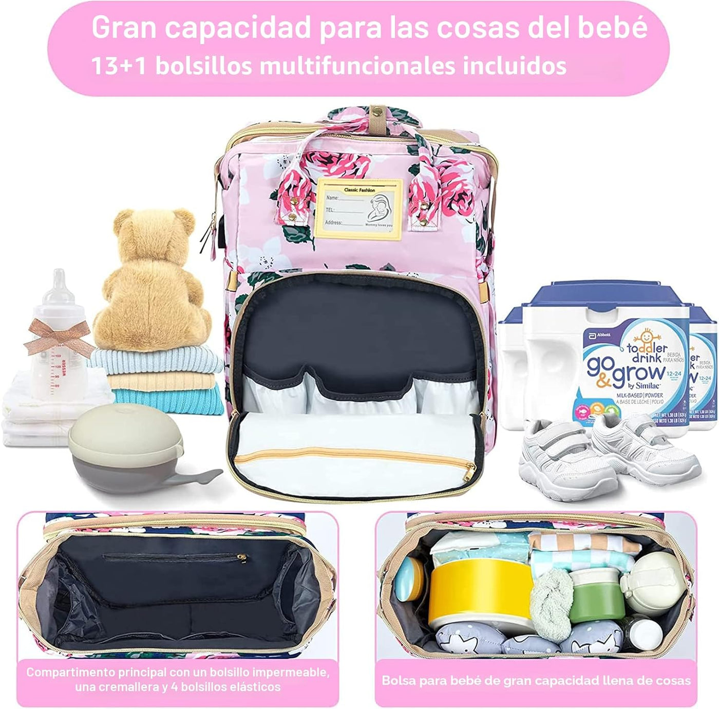 GurZinn Mochila de Pañales con Estación de Cambio, Plegable para Be...
