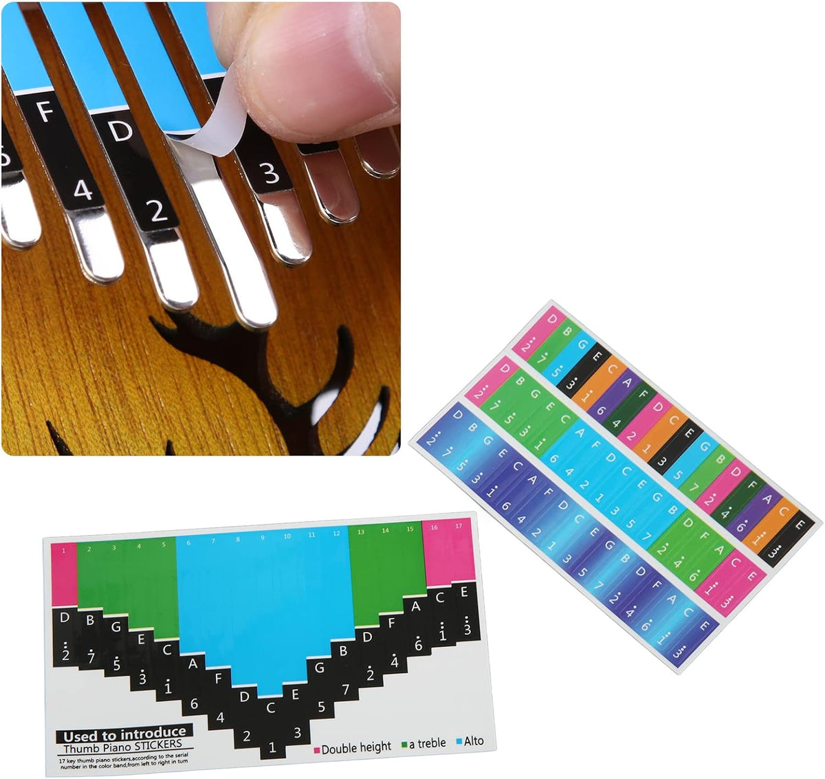 Coloridas calcomanías de escala de kalimba, calcomanías de piano de...