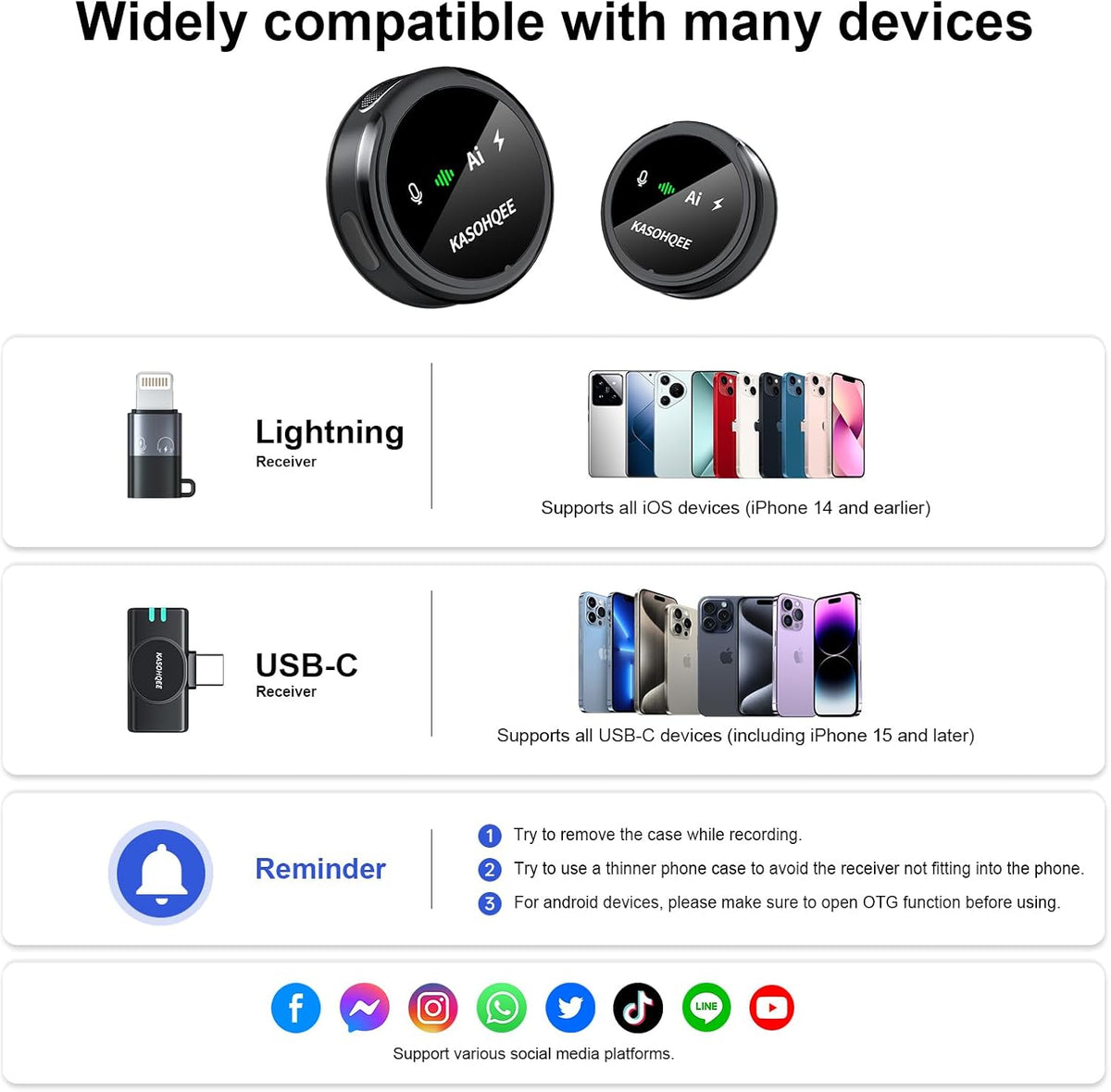 Micrófono Lavalier inalámbrico para iPhone 17\/16\/15\/14, iPad y A...