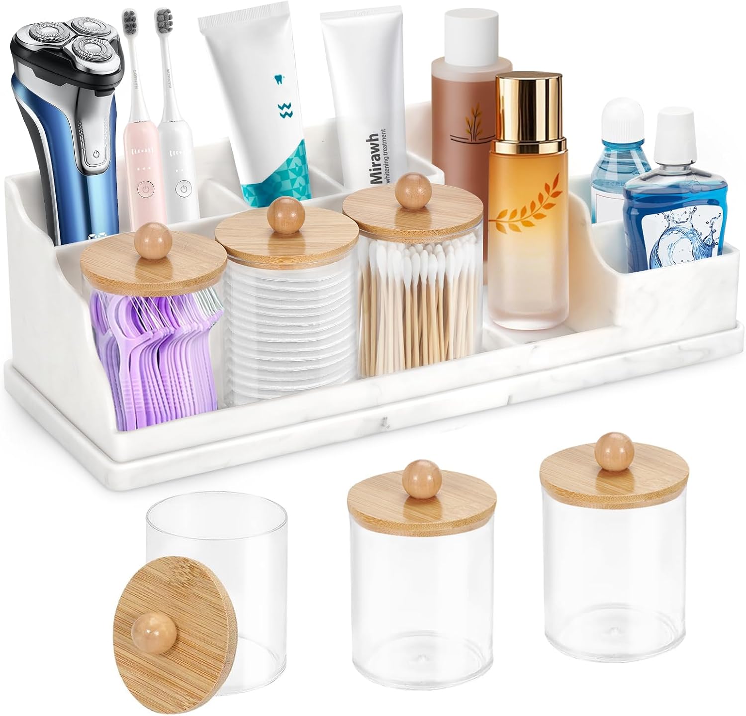 Organizador de mostrador de baño, soportes de silicona blanca para...