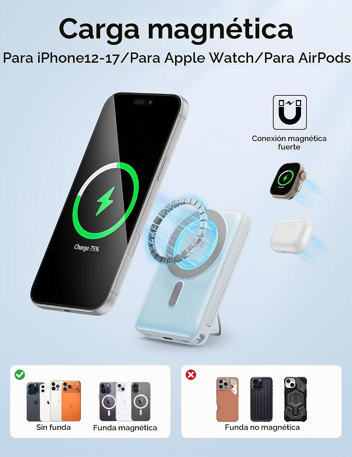 para cargador portátil Magsafe 10000mAh 20W carga rápida banco de e...