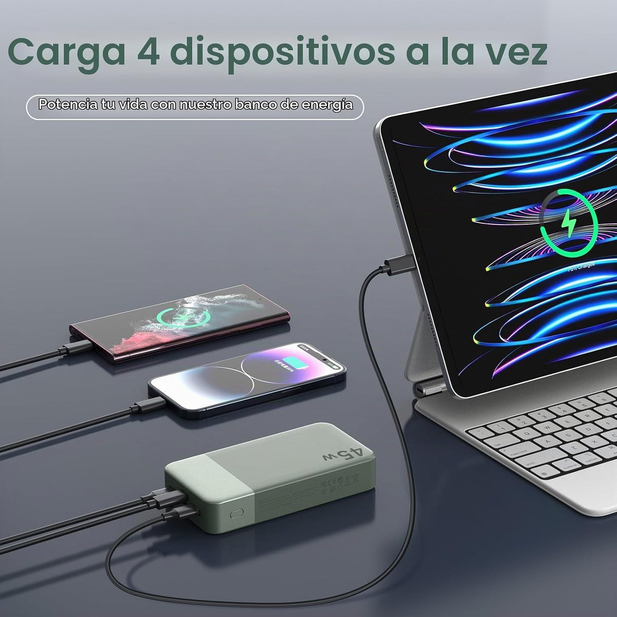 NOBIS Cargador portátil, banco de energía de 45 W 20000 mAh y 22.5...