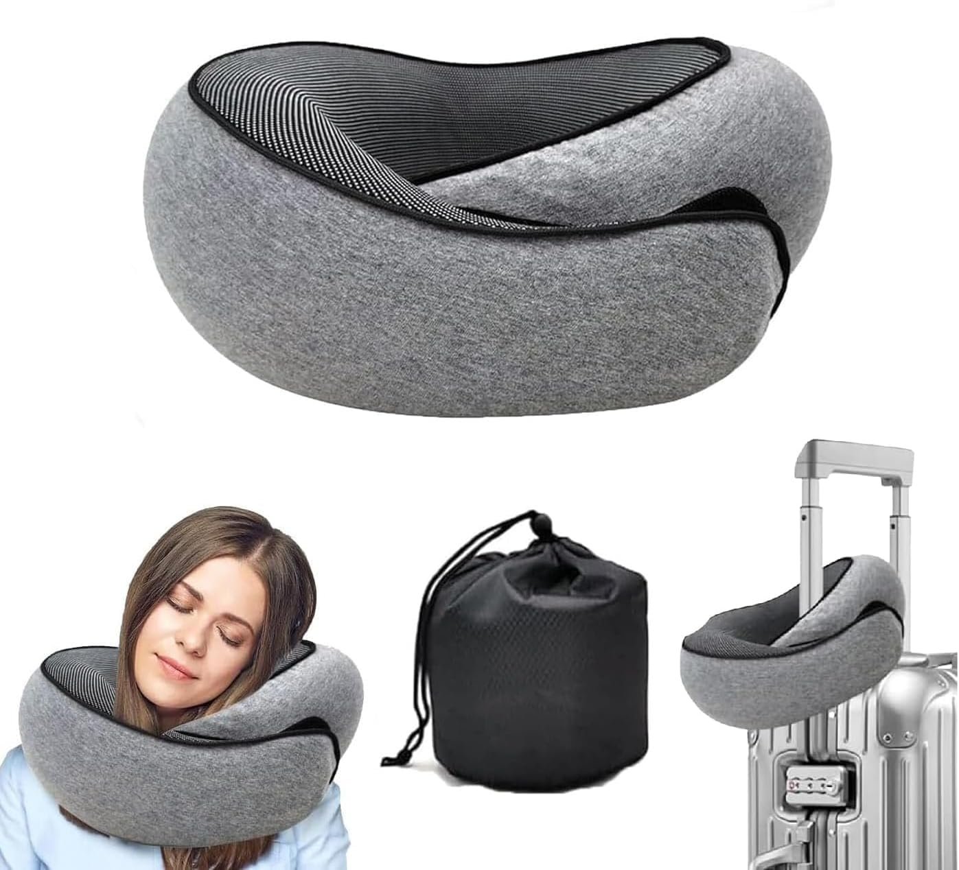 WEERSHUN Almohada de viaje para aviones, almohada de cuello de espu...