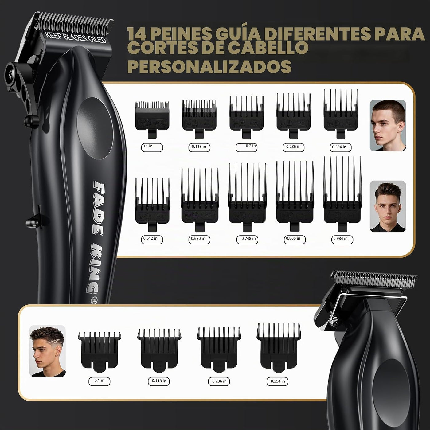 FADEKING® Cortadora de pelo profesional y recortadora de barba para...