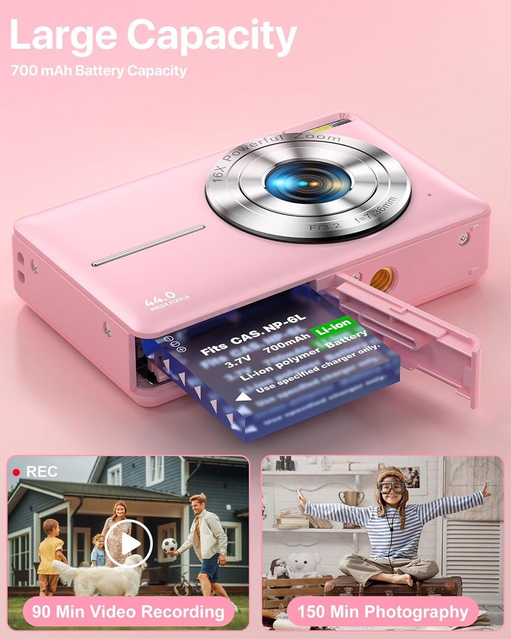 Cámara digital, última cámara digital FHD 1080P para adolescentes c...