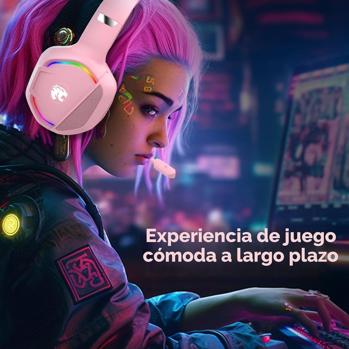 IMYB A36 Auriculares para juegos rosas con micrófono estéreo para P...