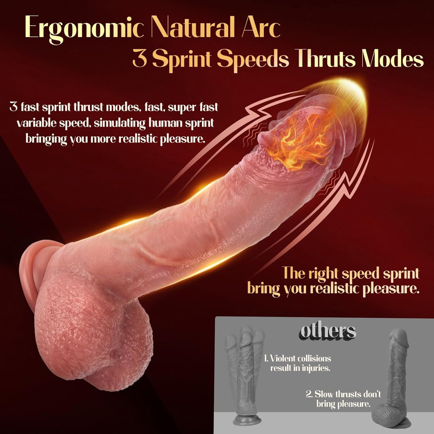 Mrgras Juguetes sexuales vibrador consolador con empuje, 3 pulsacio...