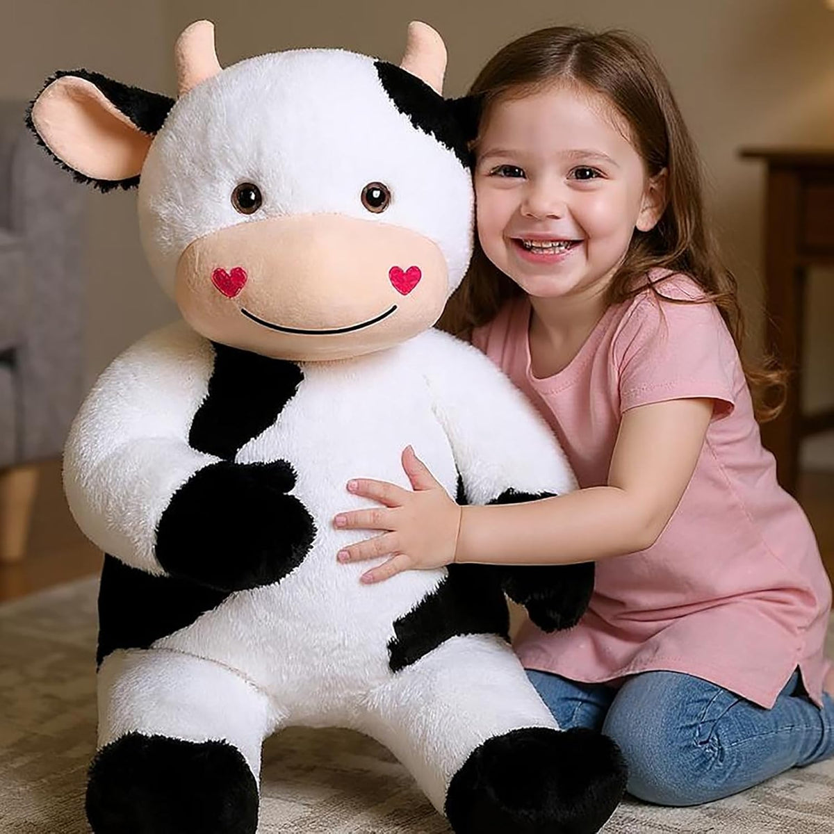 Cudhug - Vaca grande de 32" de peluche, juguete gigante de vaca...
