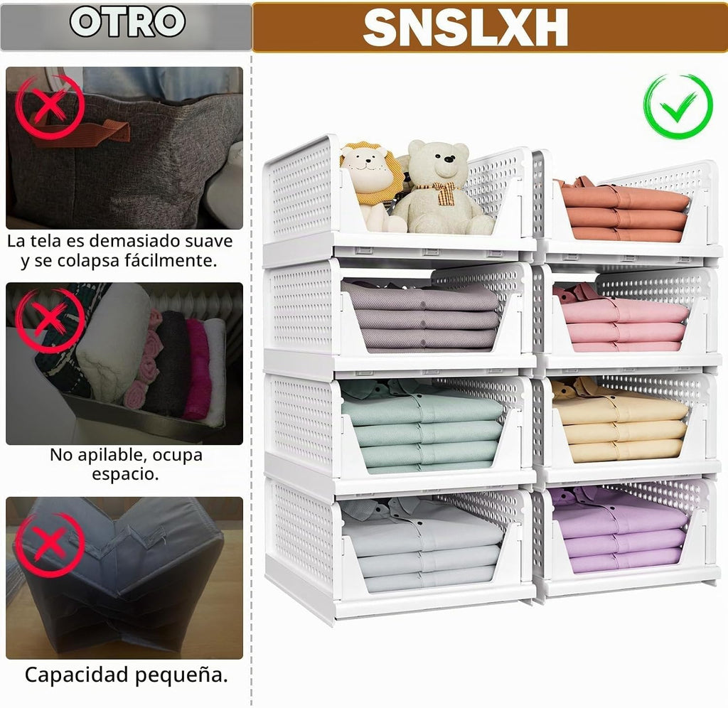 SNSLXH Paquete de 5 cestas apilables de almacenamiento de armario,...