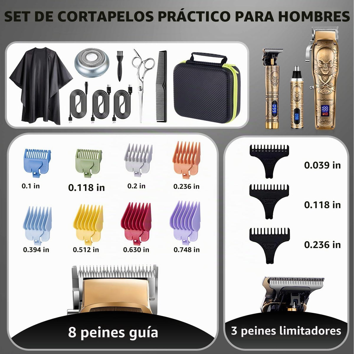 Roziapro Cortadora de pelo profesional para hombres, recortadora de...