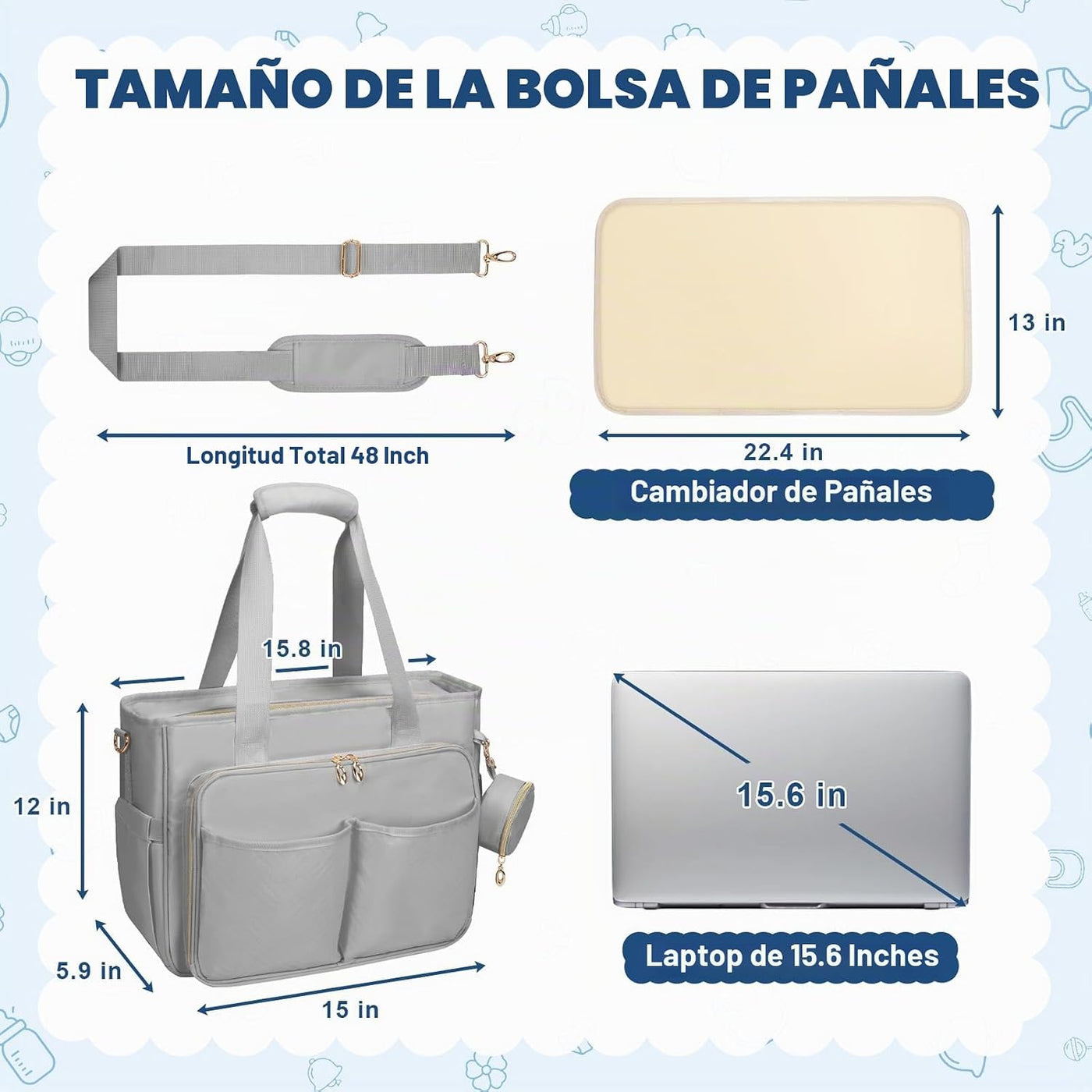GDNasist Bolsa de pañales, bolsa de pañales de viaje de gran capaci...