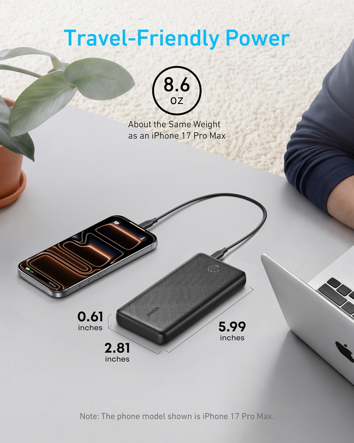 Anker Power Bank, cargador portátil de 10,000 mAh, batería PowerIQ...