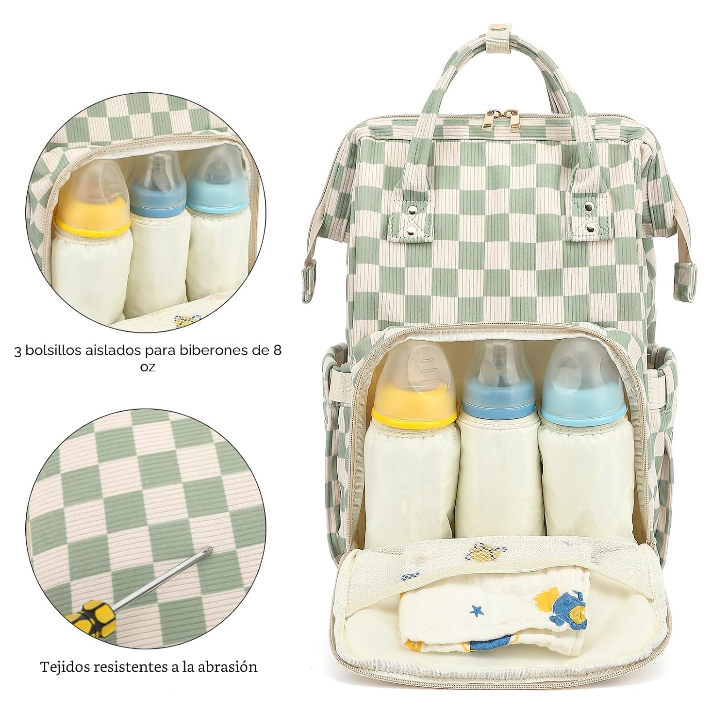 Mochila para pañales de bebé Dezcrab para mamá, bolsa de pañales de...