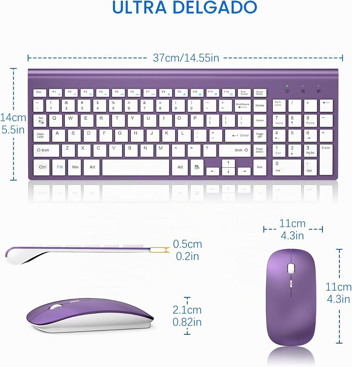 Combo de teclado y mouse inalámbricos ultra delgado, TopMate - Mora...