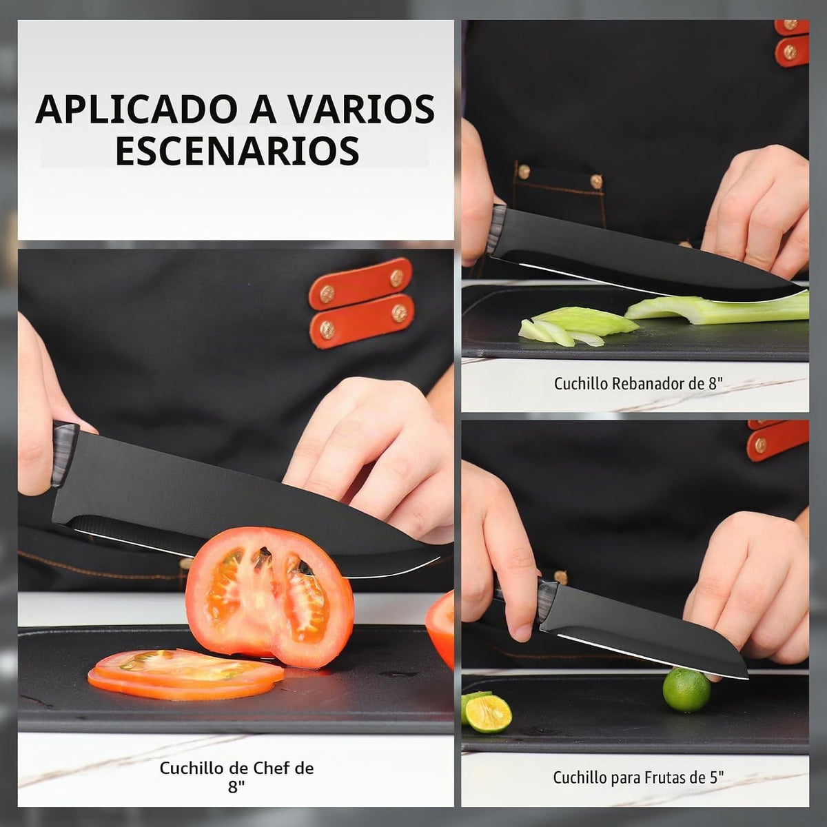 Juego de Cuchillos de Cocina de 16 Piezas con Bloque y Tabla de Cor...