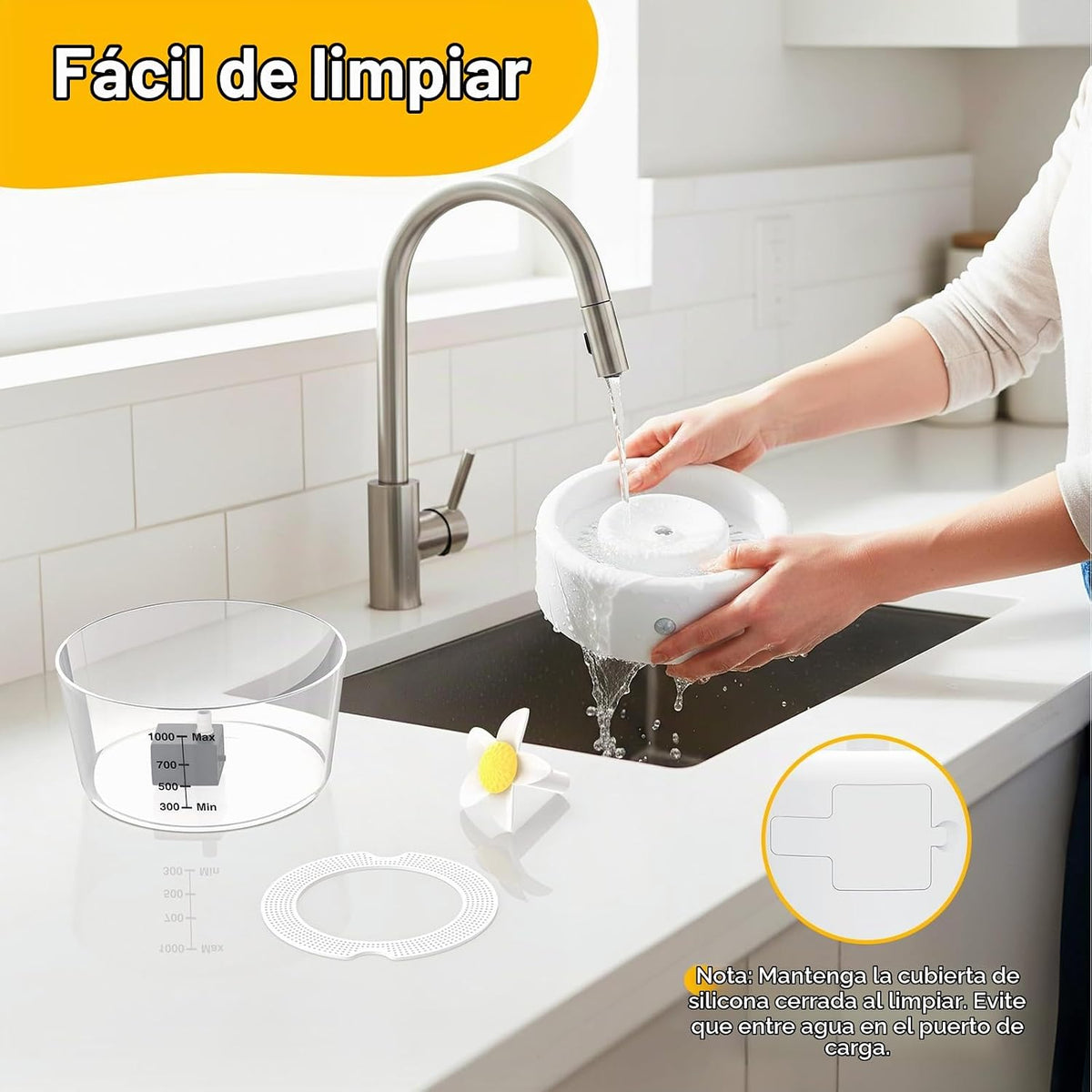 Fuente de agua para gatos, fuente de agua inalámbrica para gatos de...