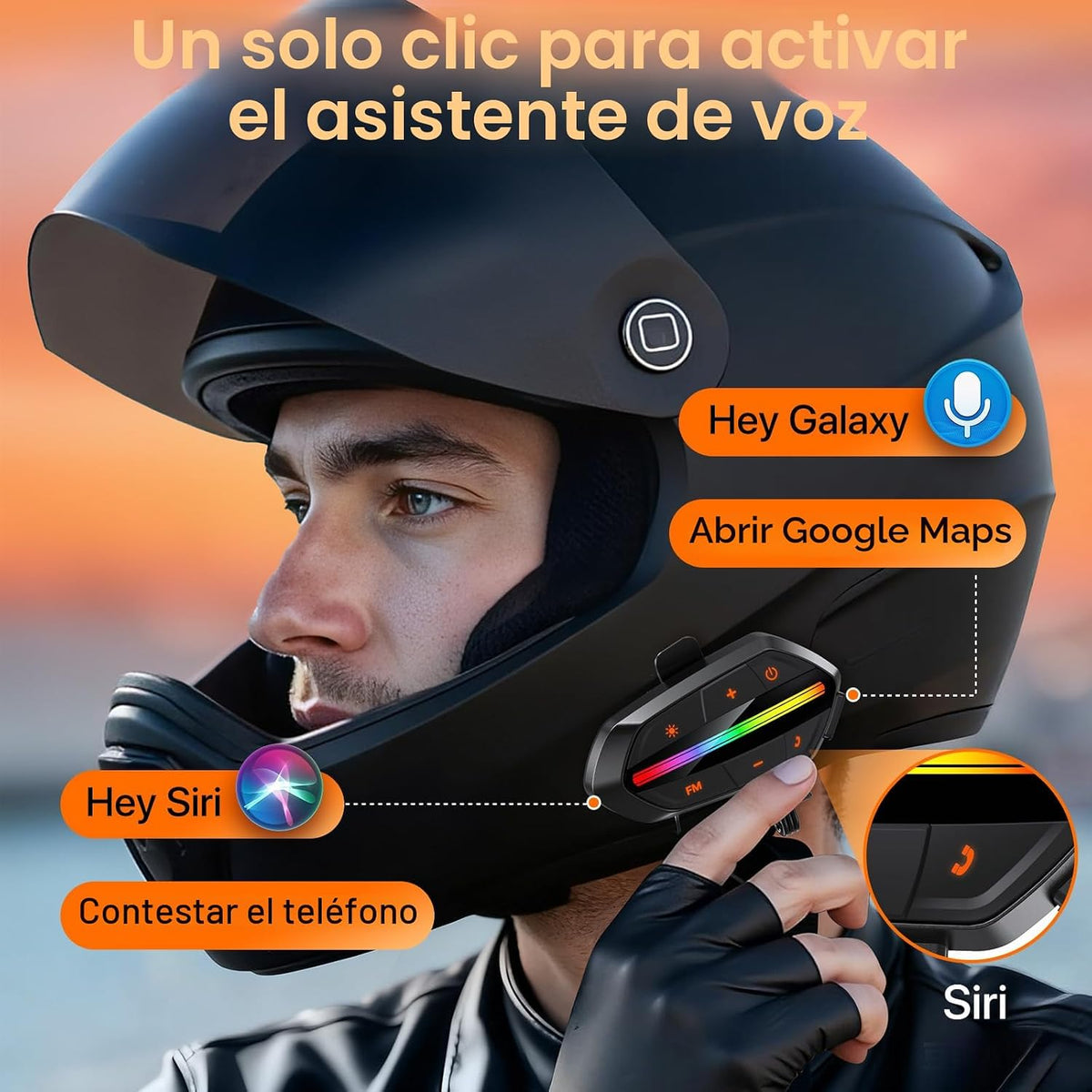 Wisdagaly Auriculares Bluetooth para motocicleta V5.3, altavoces de...
