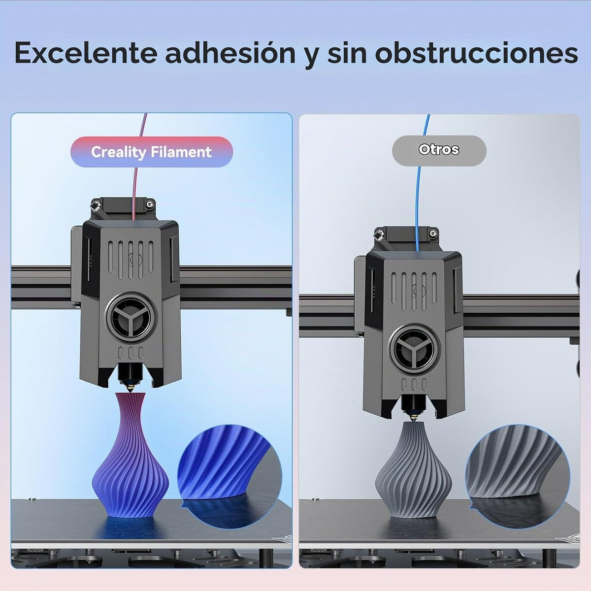 Creality Filamento de impresora 3D PLA+, negro, blanco, gris y arco...