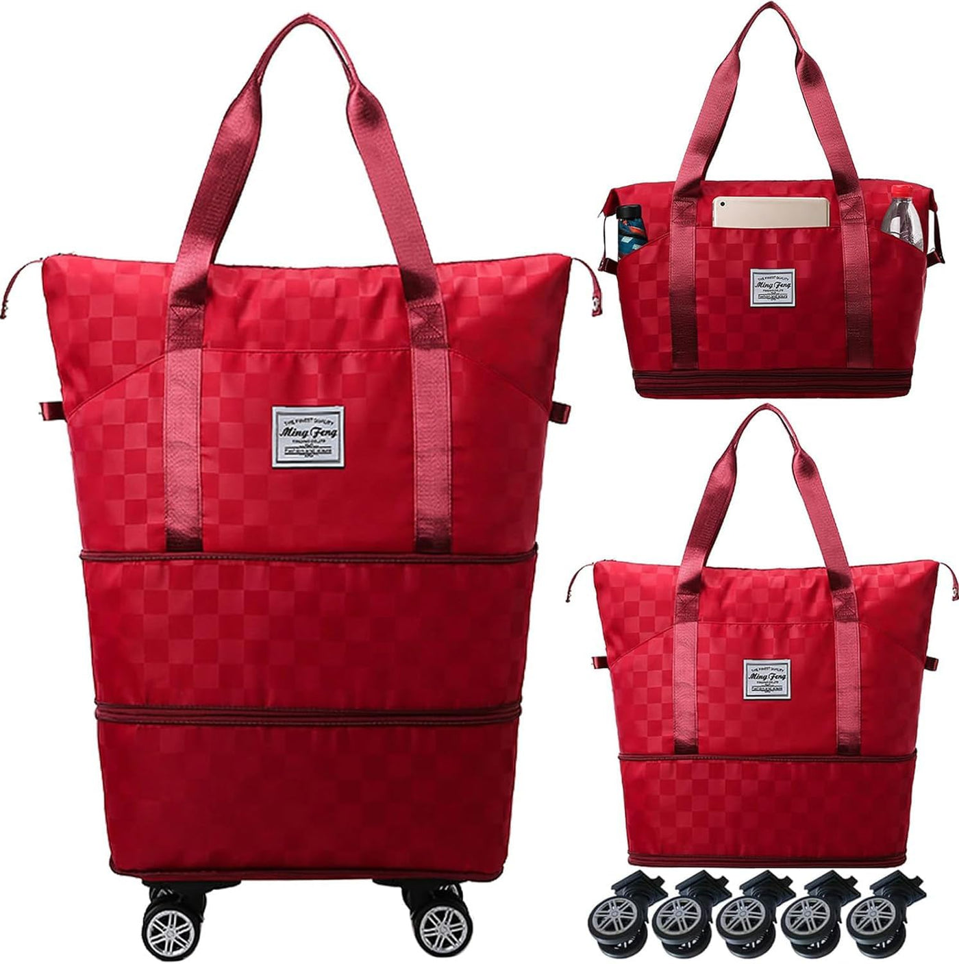 Bolsas de lona expandibles y plegables, con ruedas desmontables, bo...