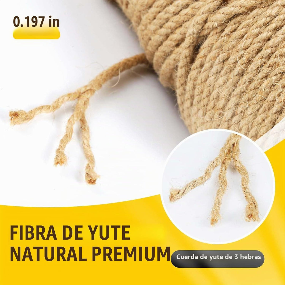 Radix Rope Cuerda de yute natural, rollo de cuerda de yute de 0.197...