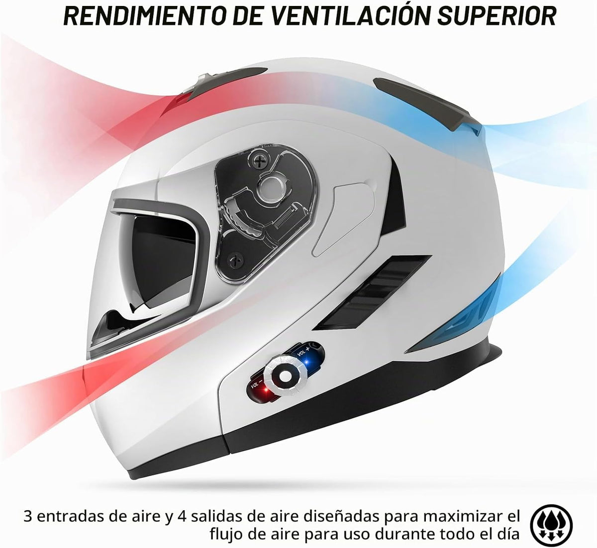 FreedConn BM2-S Casco de motocicleta Bluetooth, casco de moto modul...