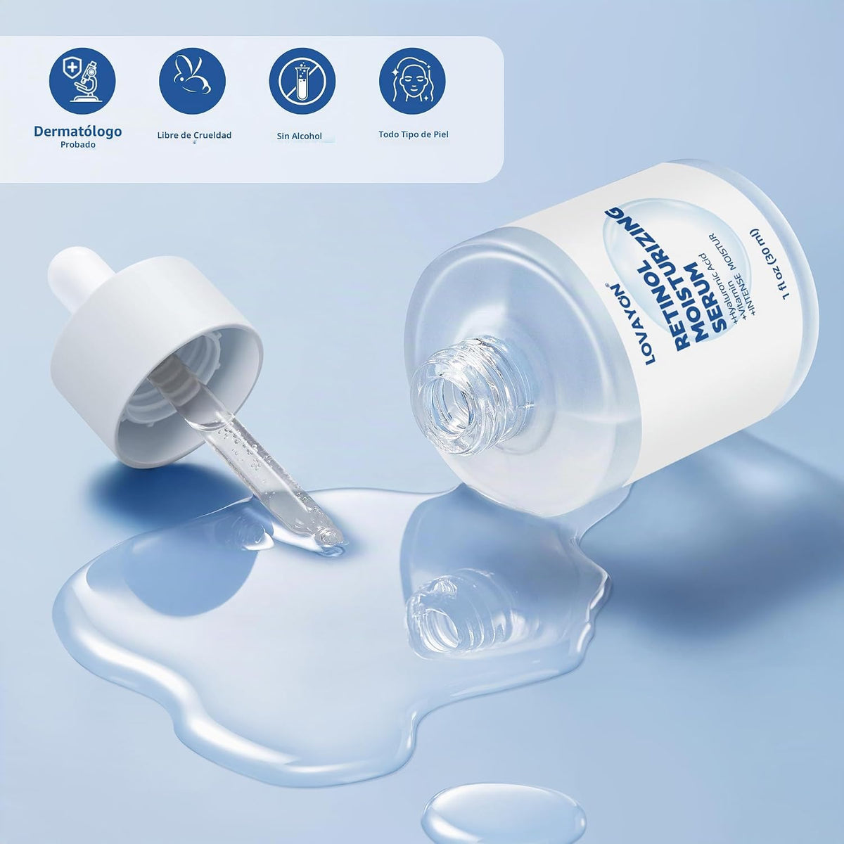 LOVAYON Suero de retinol para rostro con ácido hialurónico y vitami...