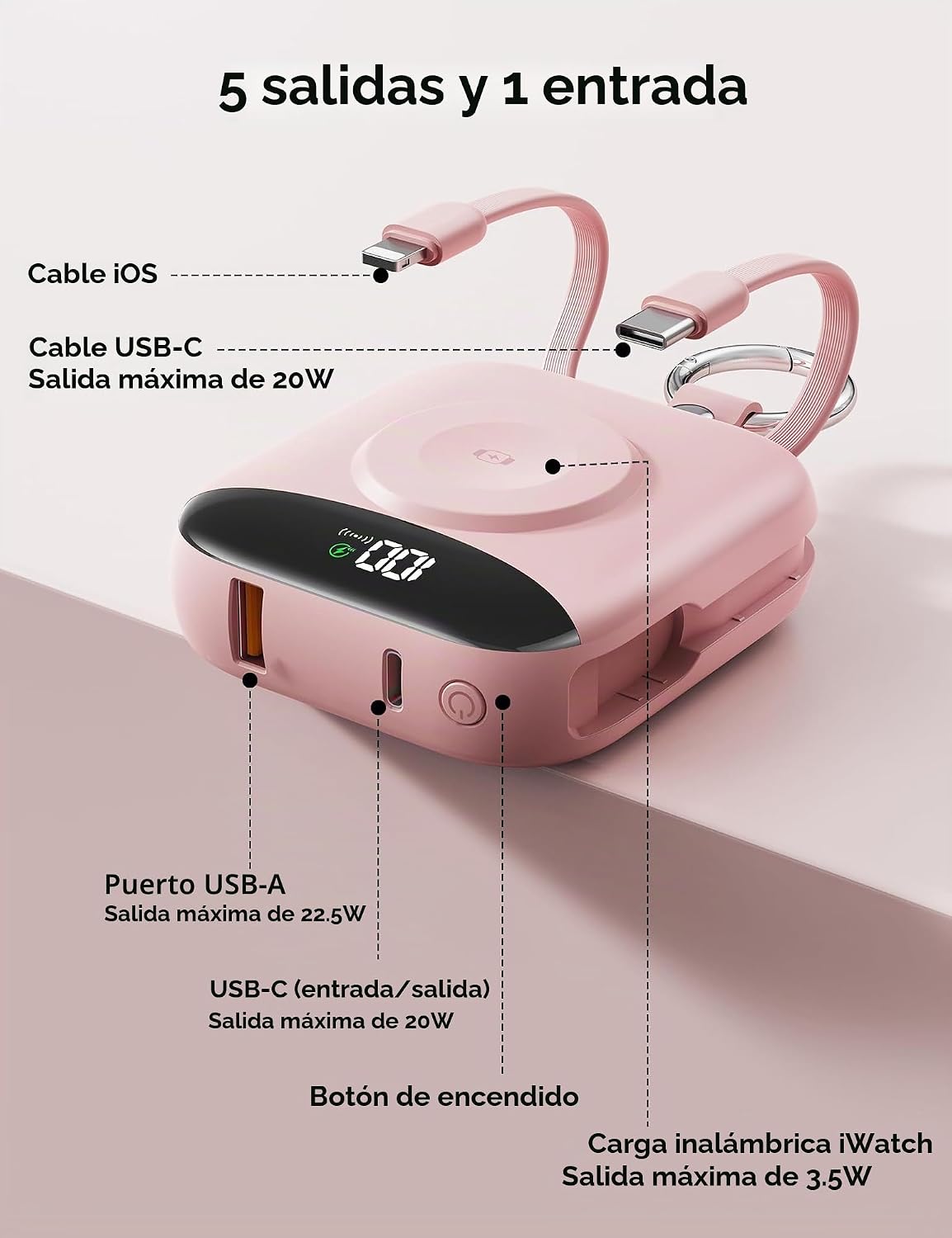 BLJIB Cargador portátil 10000mAh 22.5W Banco de energía incorporado...