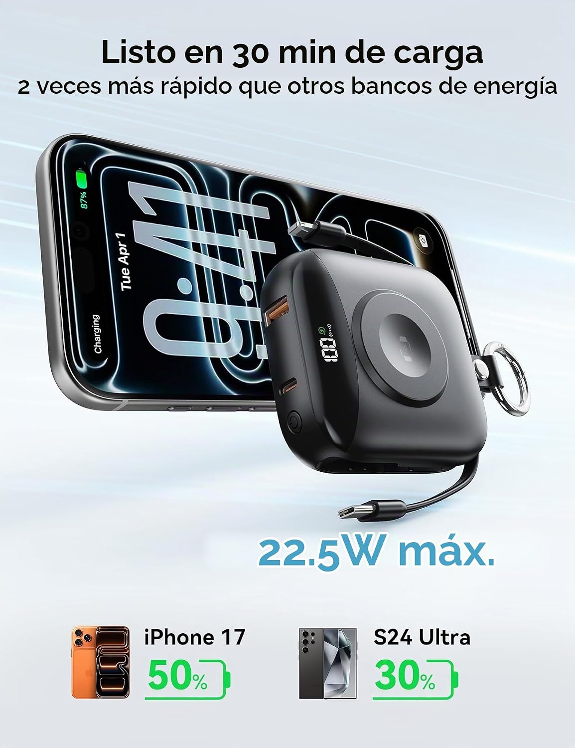 BLJIB Cargador portátil 10000mAh 22.5W Banco de energía incorporado...
