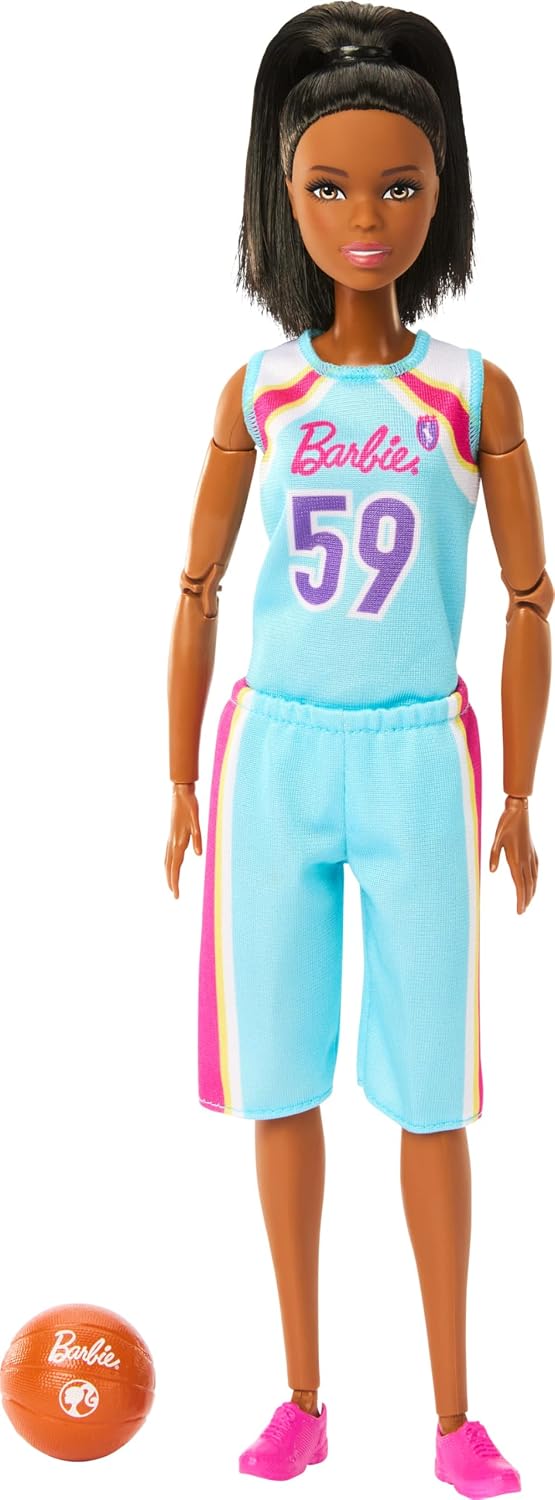 Muñeca Barbie Made to Move y accesorios, jugadora de baloncesto mor...