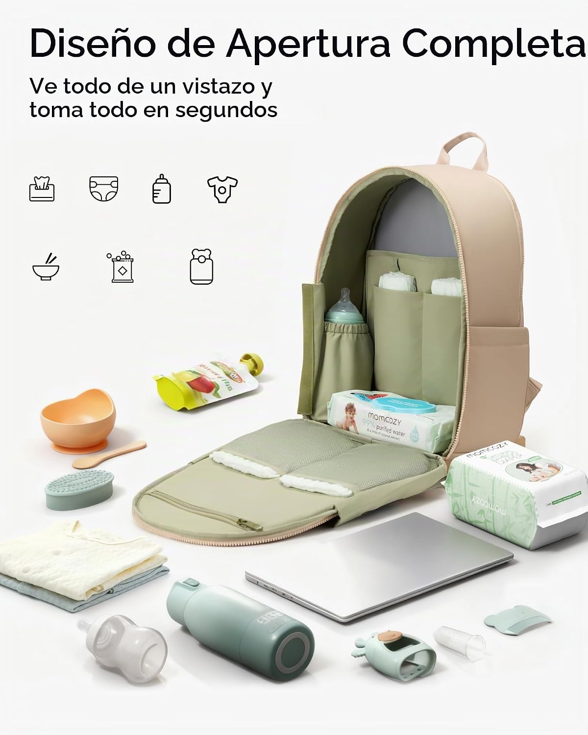 Momcozy Mochila para pañales para viajes y trabajo, impermeable y c...