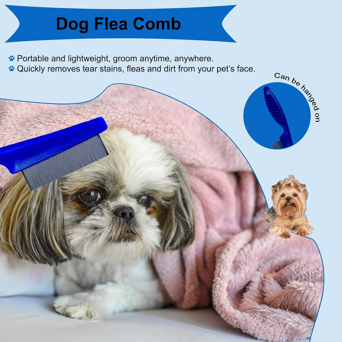 MAEELOU Kit de aseo de cepillo para cachorros de 3 piezas (azul) |...