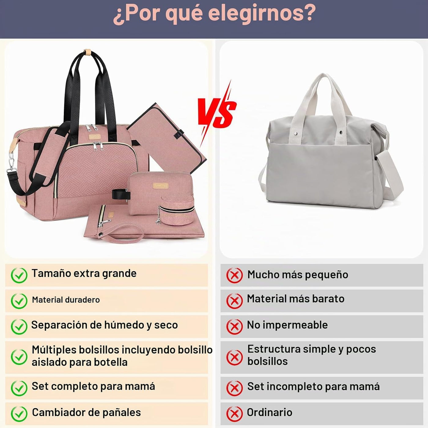 ITIEZY Bolsa de pañales tipo tote para bebé - Bolsa grande para mam...