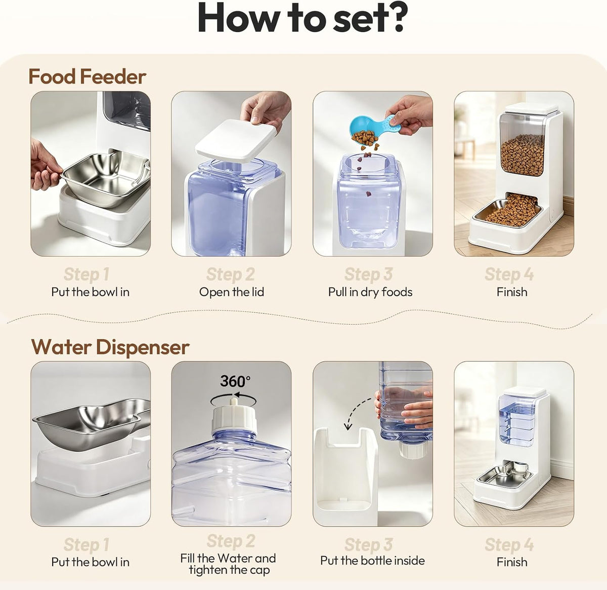 Juego de alimentador automático para gatos y dispensador de agua co...