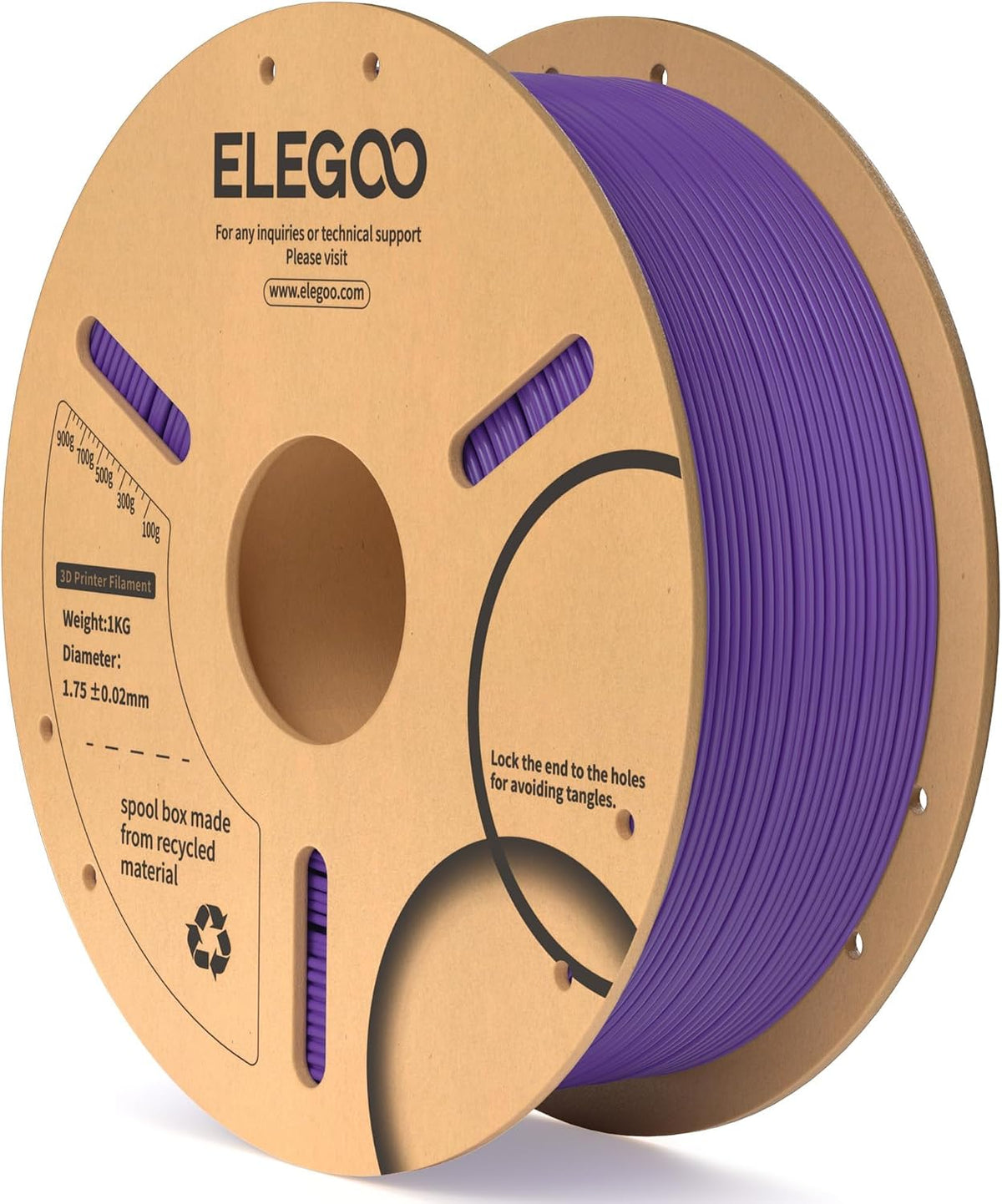 ELEGOO Filamento PLA 1.75mm Púrpura 1KG, filamento para impresora 3...