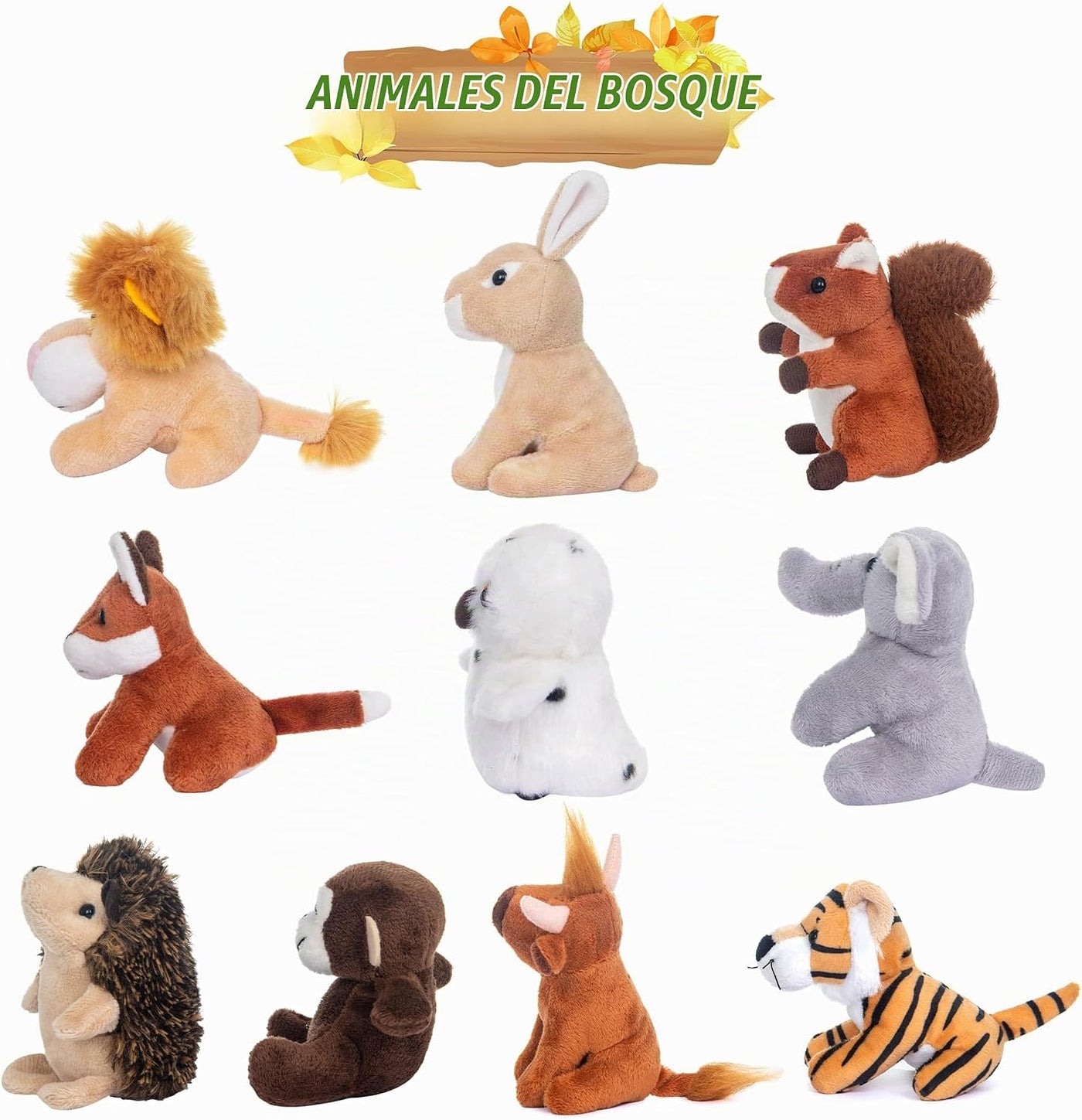 My OLi - Juego de 10 animales de peluche de zoológico, juguete de p...