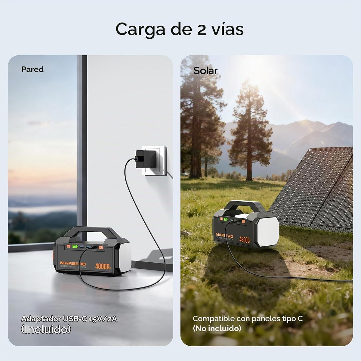 MARBERO Generador solar de 177.6Wh Estación de energía portátil par...