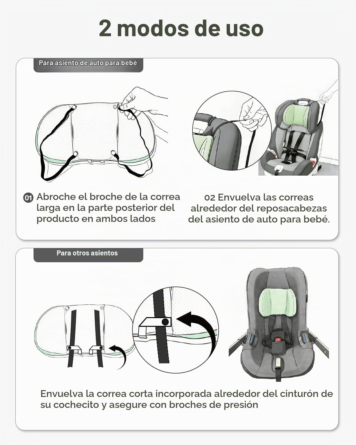 RsoTone Almohada de apoyo para la cabeza del asiento de automóvil i...