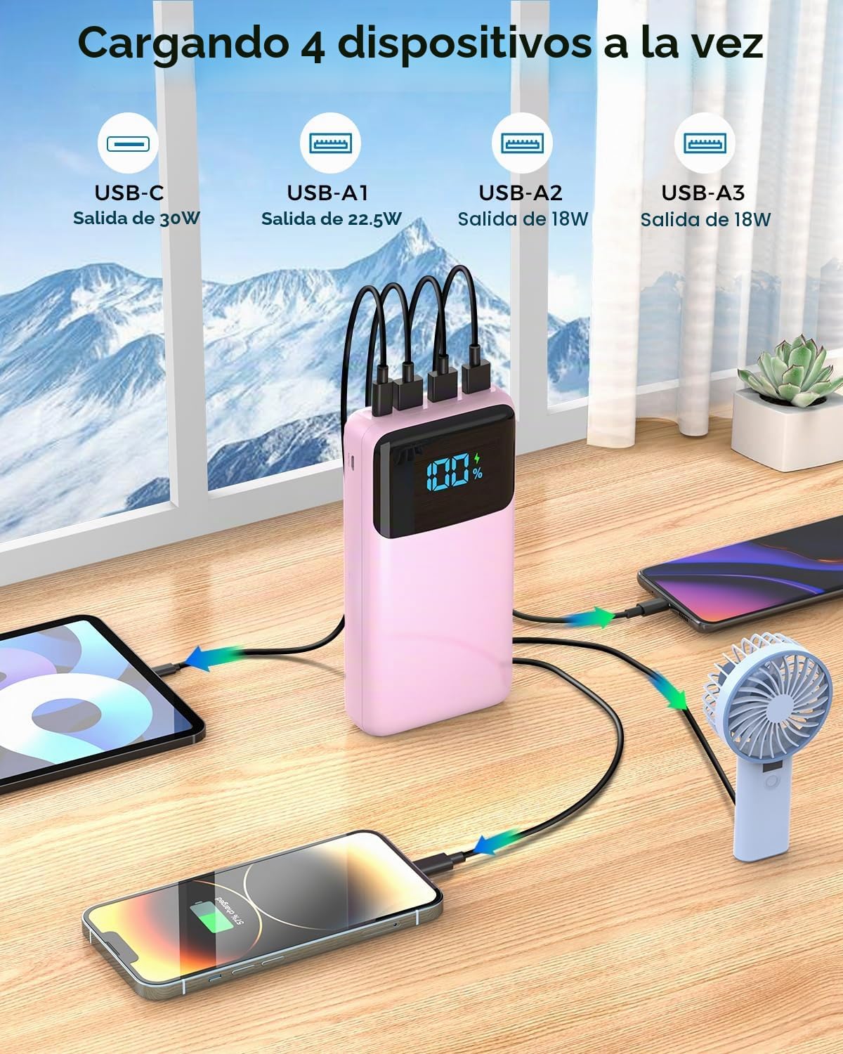 Cargador portátil Power Bank 50000mAh, PD 30W y QC 4.0 Carga rápida...