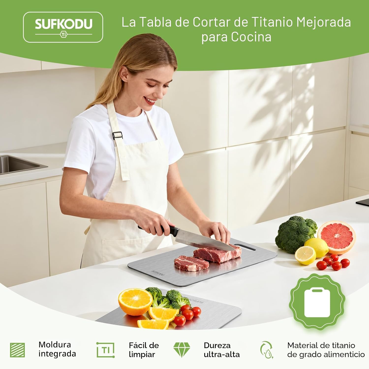 Juego de 3 tablas de cortar de titanio, 100% tablas de cortar de ti...