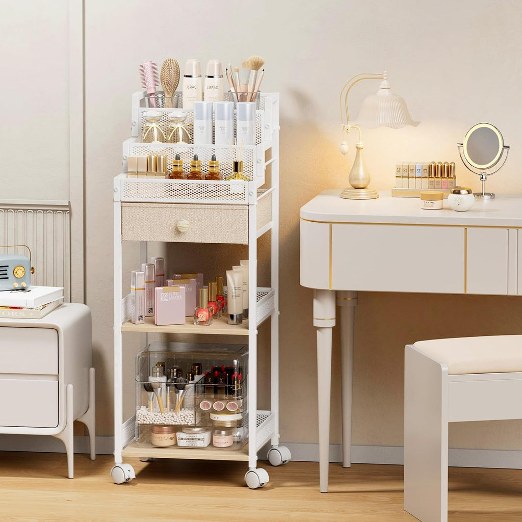 Plaviya Almacenamiento y organizador de baño con cajón, carrito de...