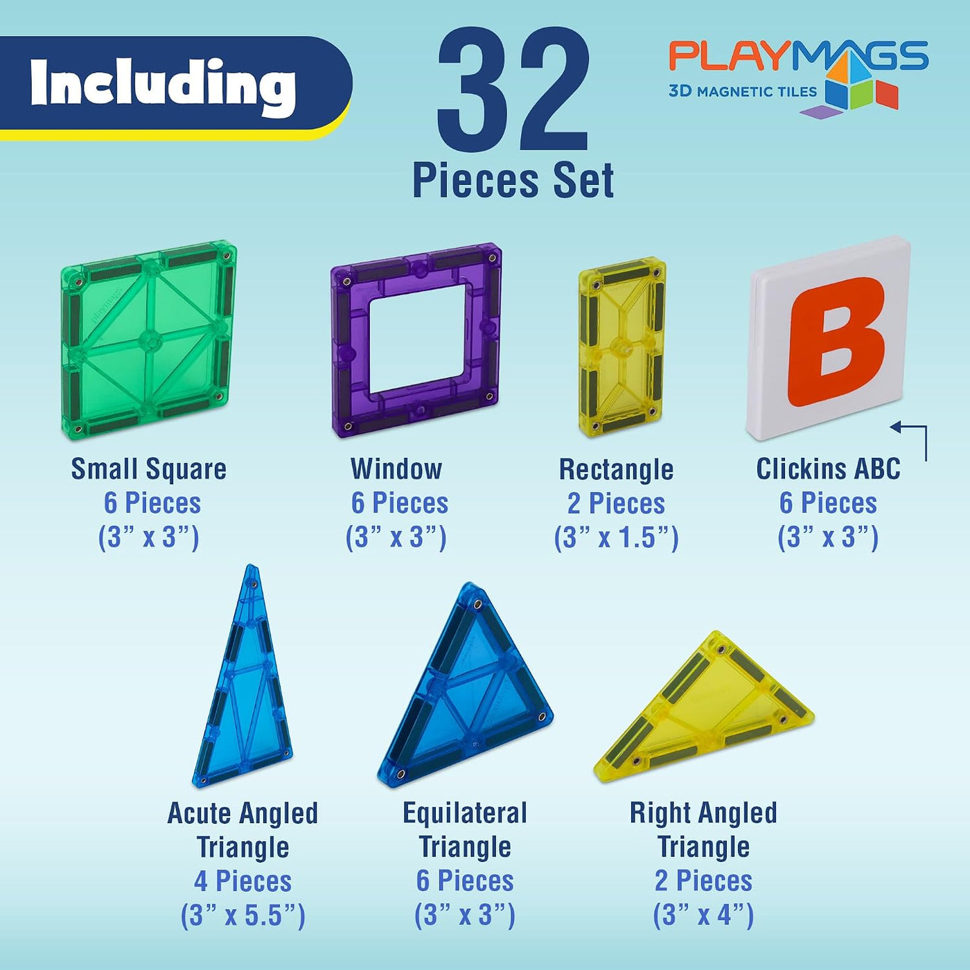 Playmags Azulejos Magnéticos de Colores - 38 piezas