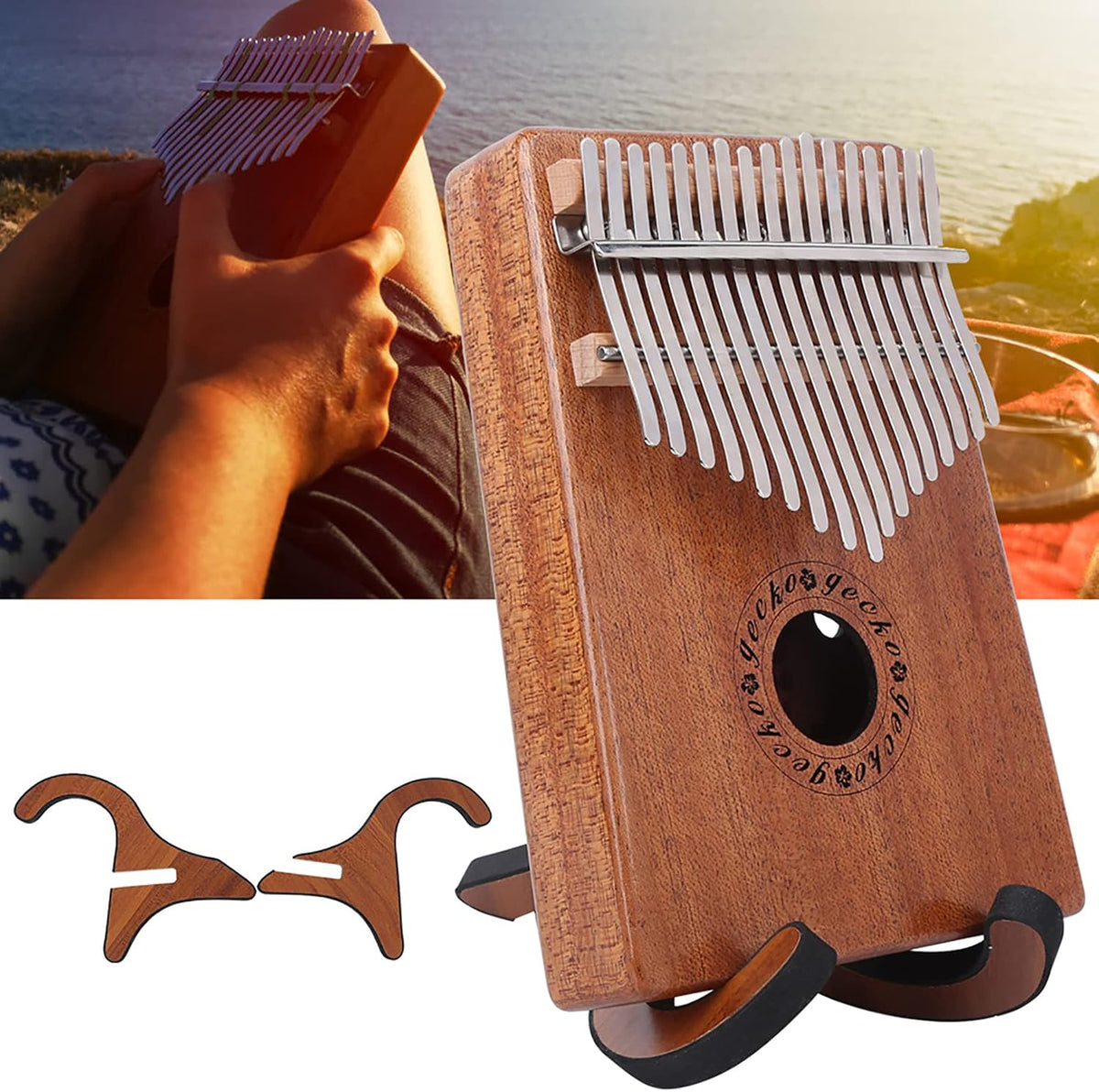 Kalimba Soporte de madera ajustable para piano de pulgar, ukelele,...